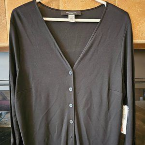 NWT Jones New York Dark Black Button V-neck lightweight jacket - size 1X